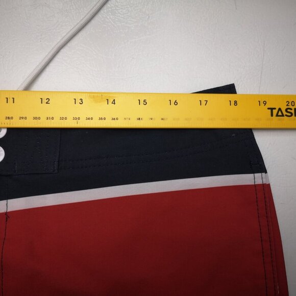 Hollister Men's Size 34 Red White & Navy Mesh Lined Swim Shorts - Picture 10 of 13